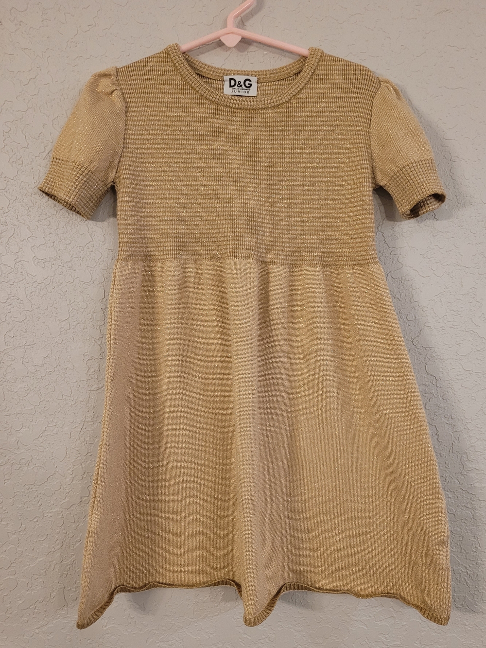 D&G Girls Gold Shimmery Knit Dress